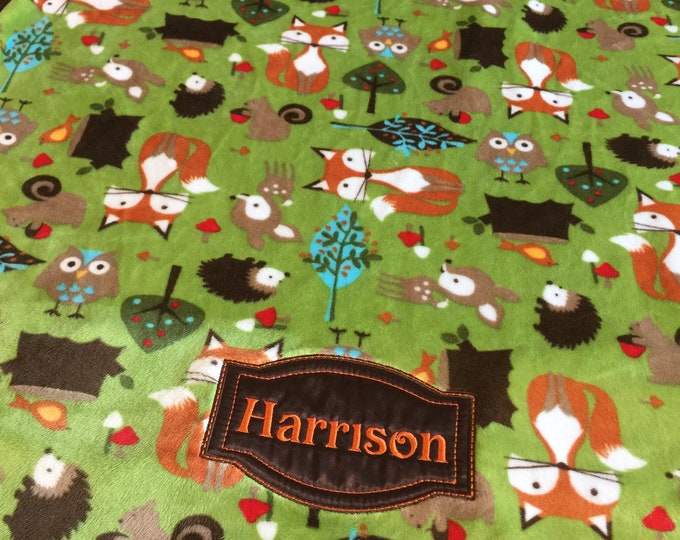 Personalized Baby Blanket, 30x40 Woodland silky baby blanket