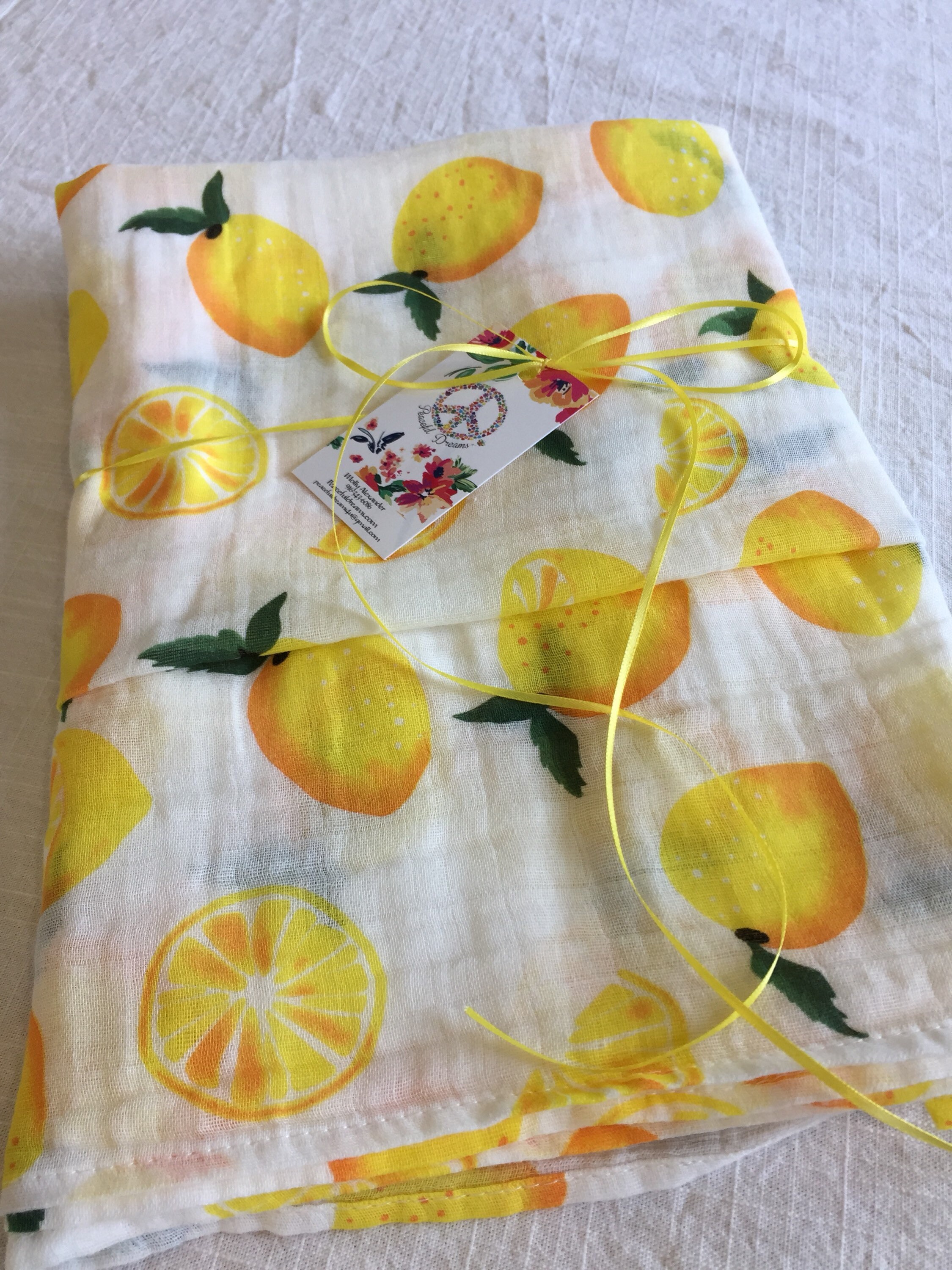 Lemon baby blanket, Double Gauze swaddle, Muslin baby blanket, baby