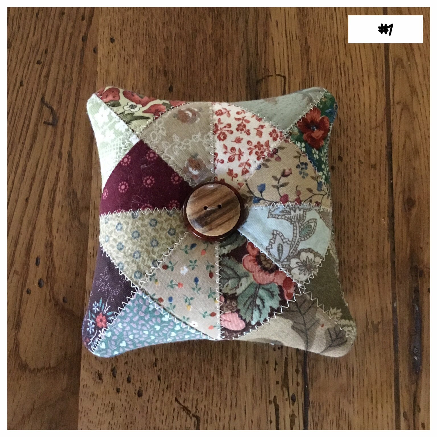 Homemade quilted Pin Cushion / Sewing Room / Craft Room / Crushed