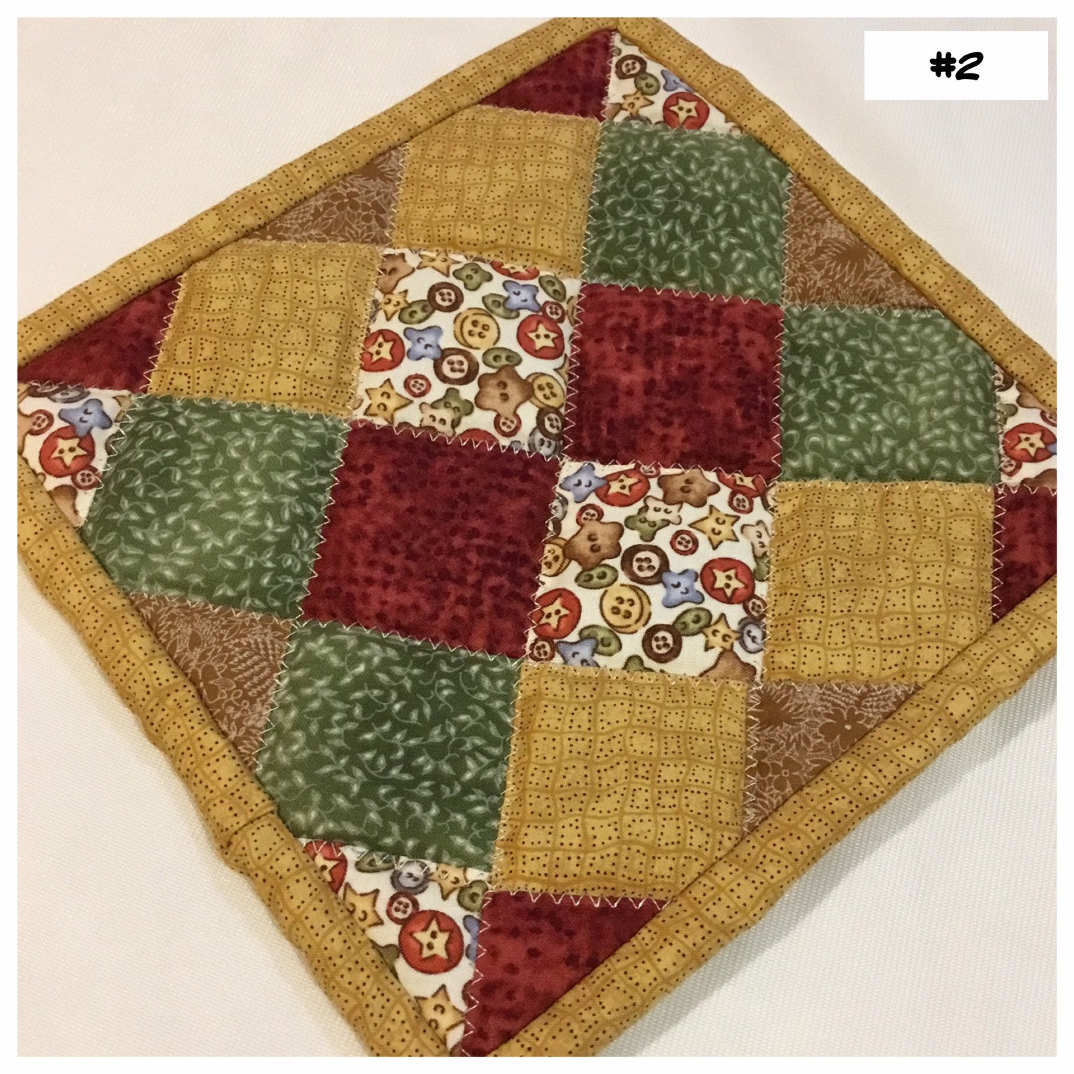 Homemade quilted pot holders, quilted Hot Pads, pot holder, hotpad