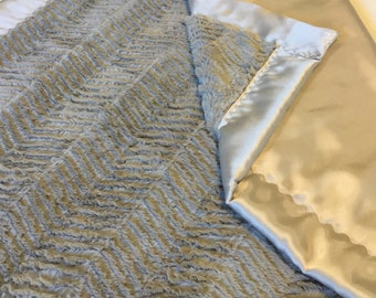 Personalized Minky Baby Blanket...beautiful Ziggy minky front, backed & edged with coordinating Silky fabric, cozy baby  blanket 30x40.