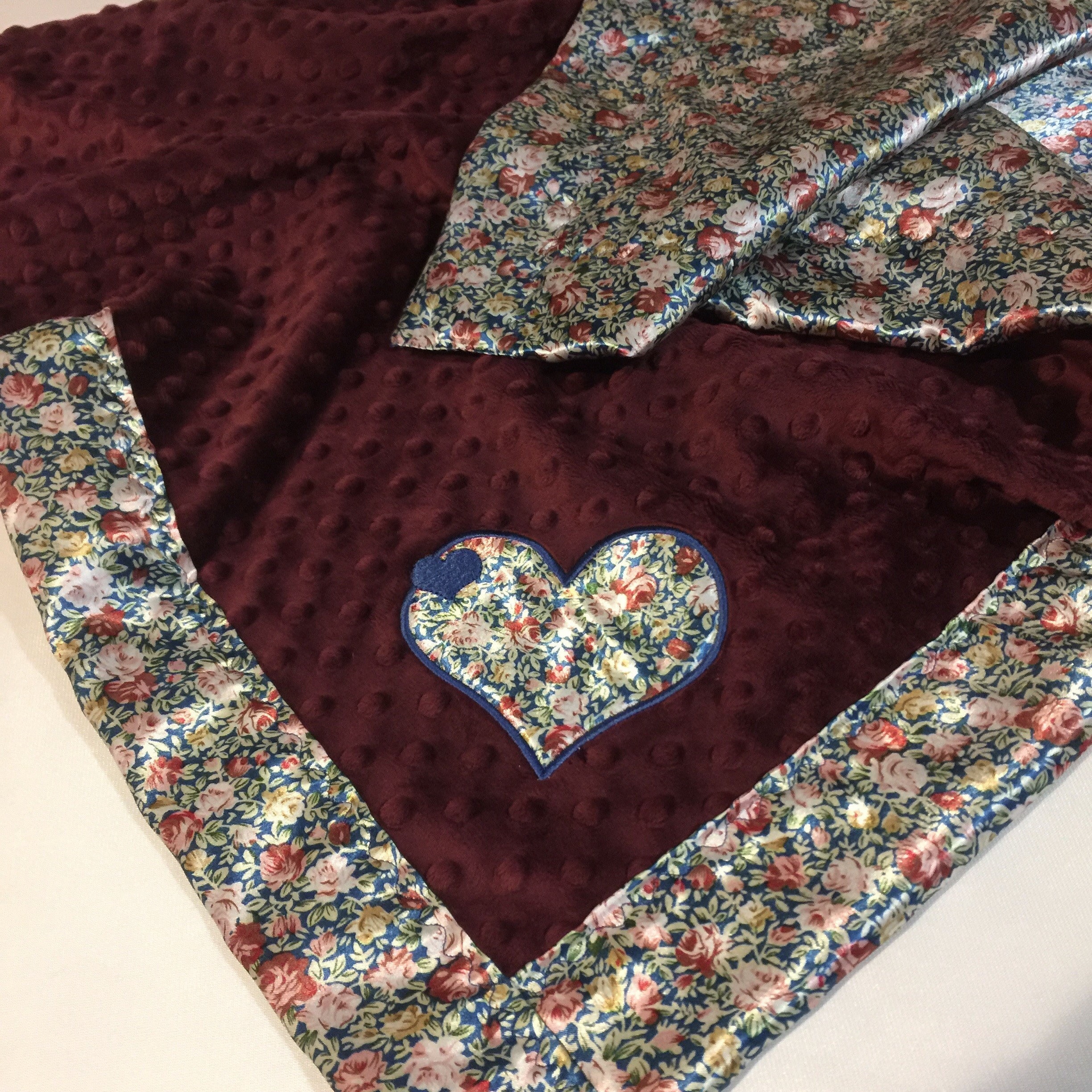 Floral Silky Baby Blanket, Plush front, backed and edged with silky