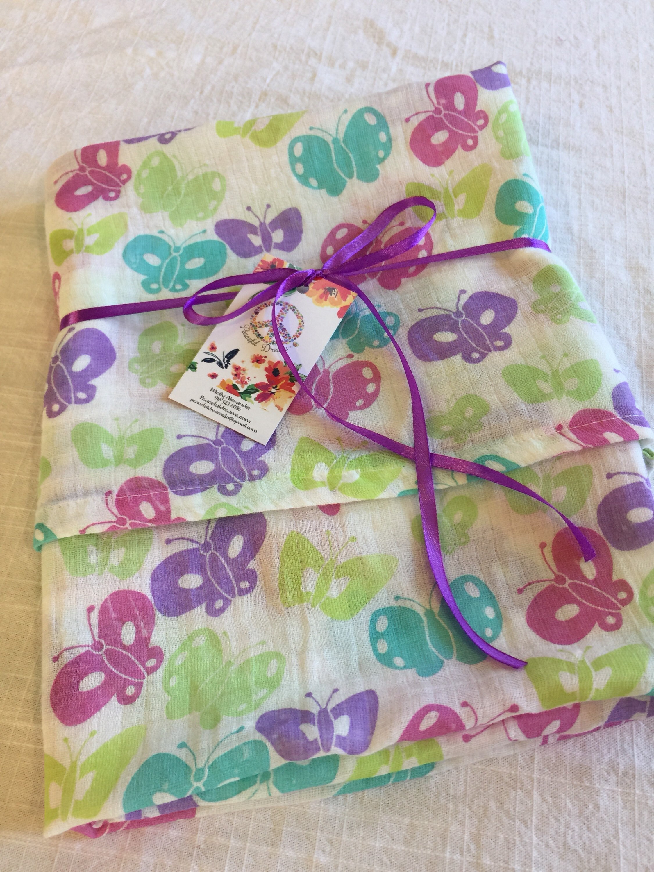 Double gauze swaddle, Muslin swaddle, baby blanket, butterfly