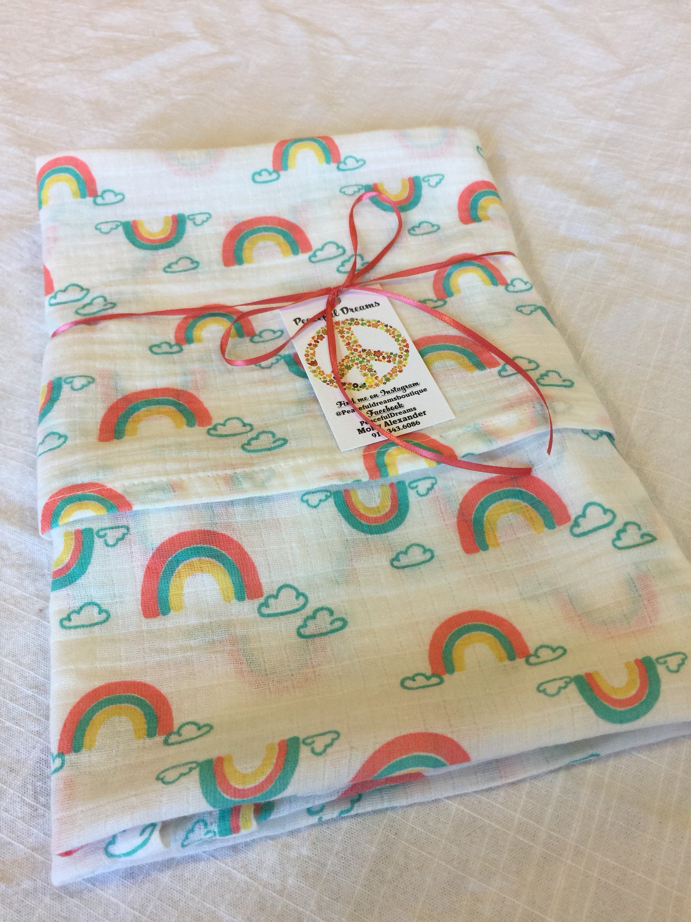 Double gauze swaddle, Muslin swaddle baby blanket, rainbow baby blanket