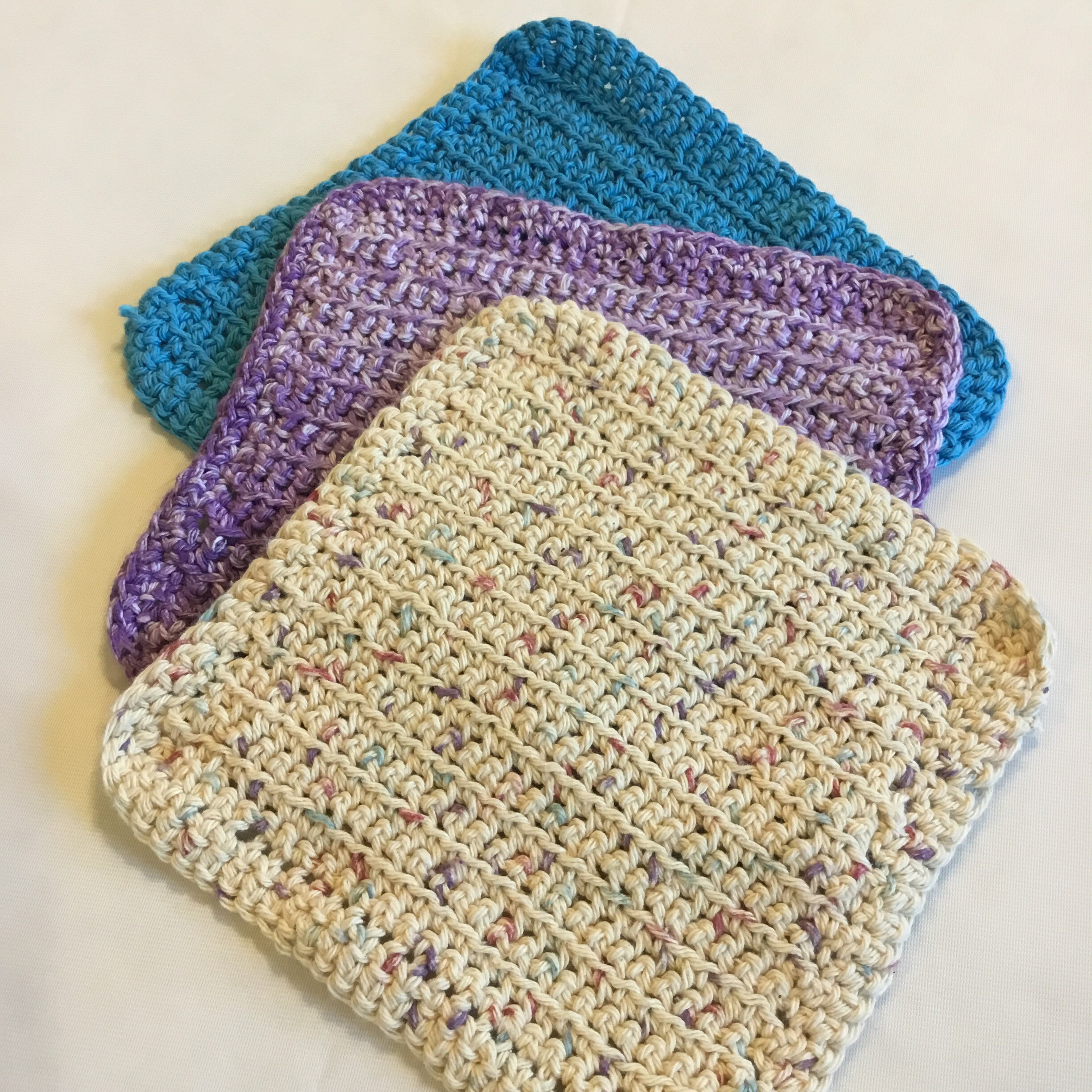 Set of 3, Crochet Dish Cloths, I will ship the three colors you see in