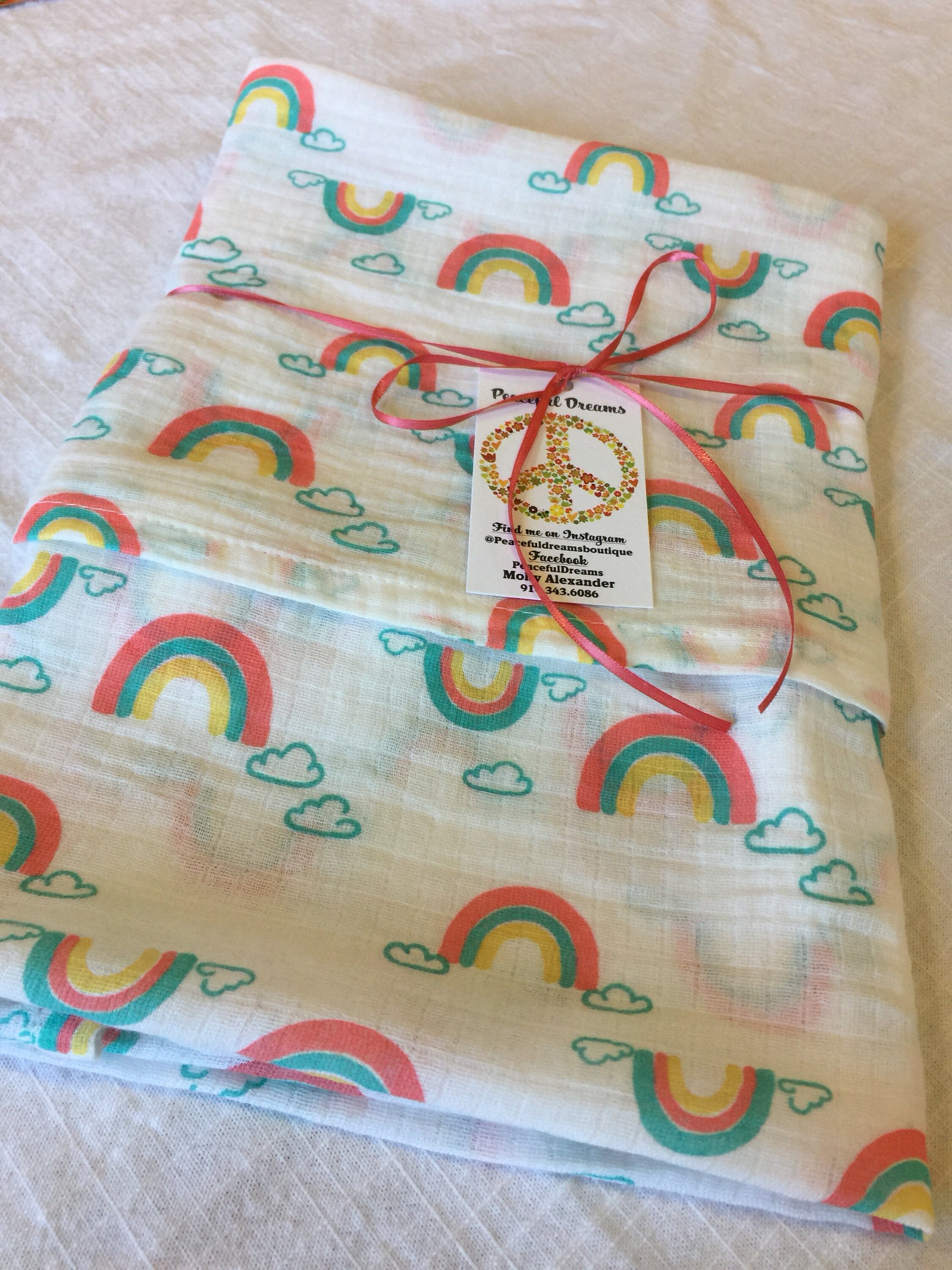 Double gauze swaddle, Muslin swaddle baby blanket, rainbow baby blanket