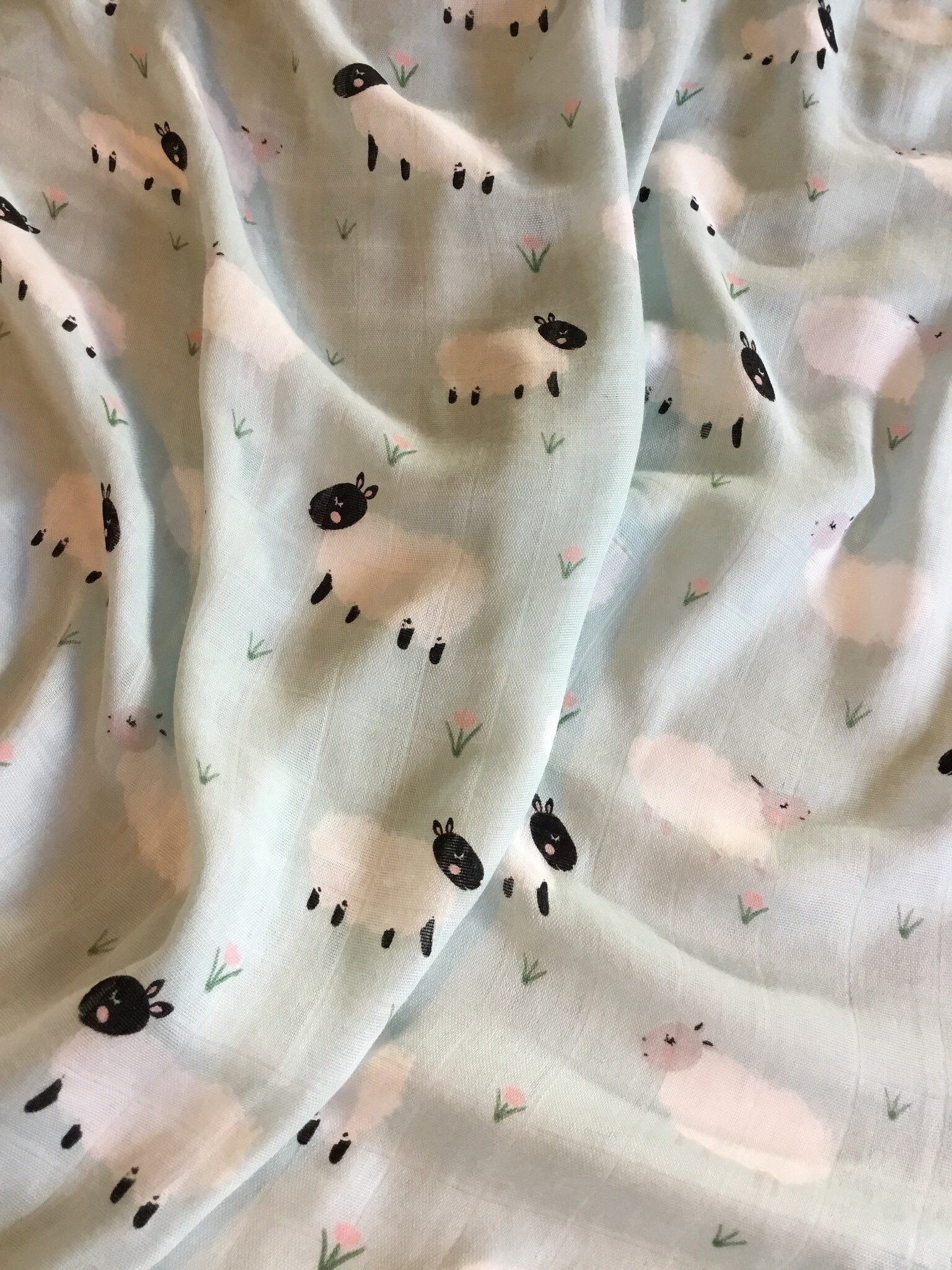 Lamb swaddle, Ultra soft light weight bamboo cotton, double gauze