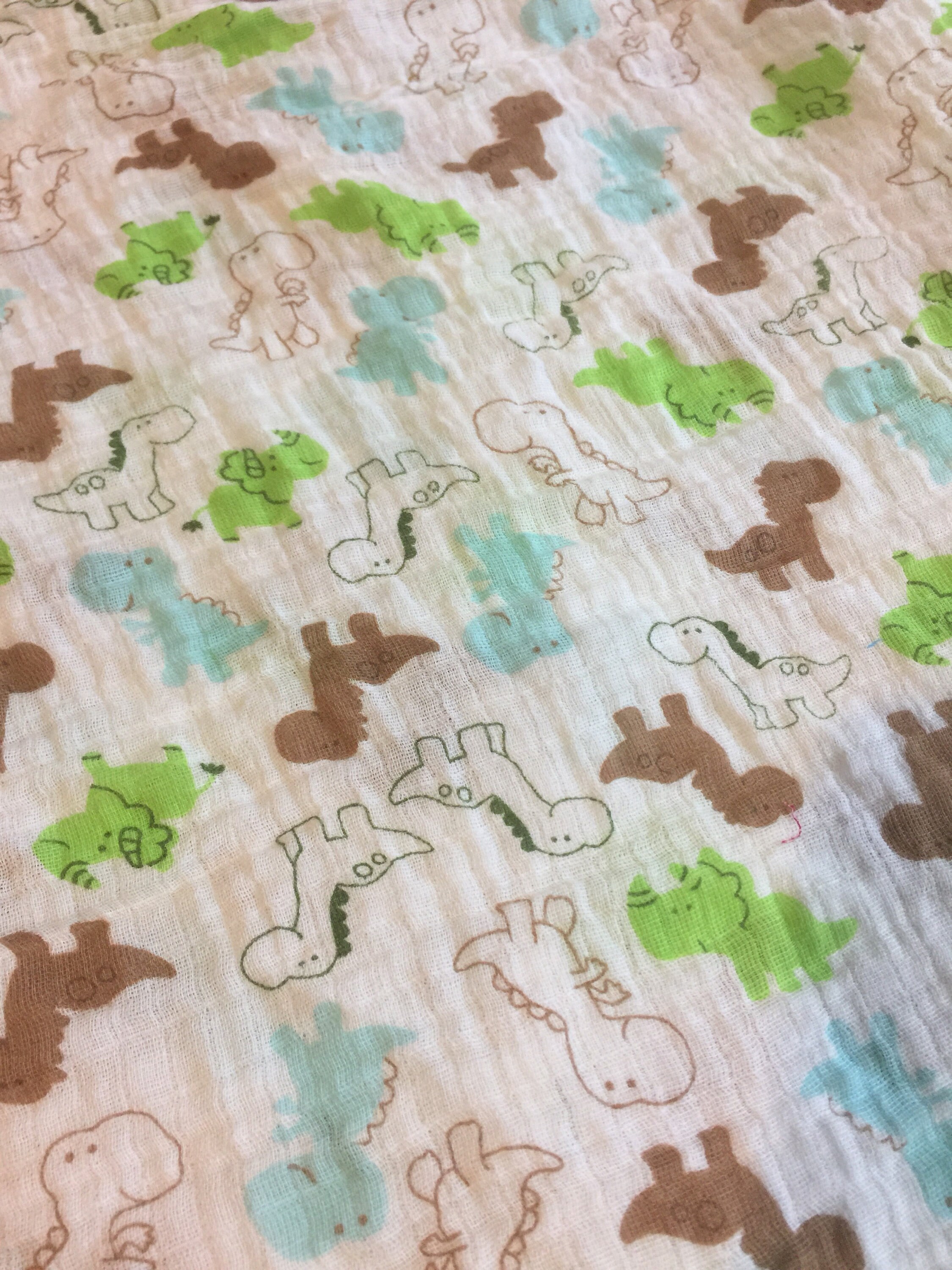 revceiving blanket, muslin blanket, double gauze baby blanket, dinosaur