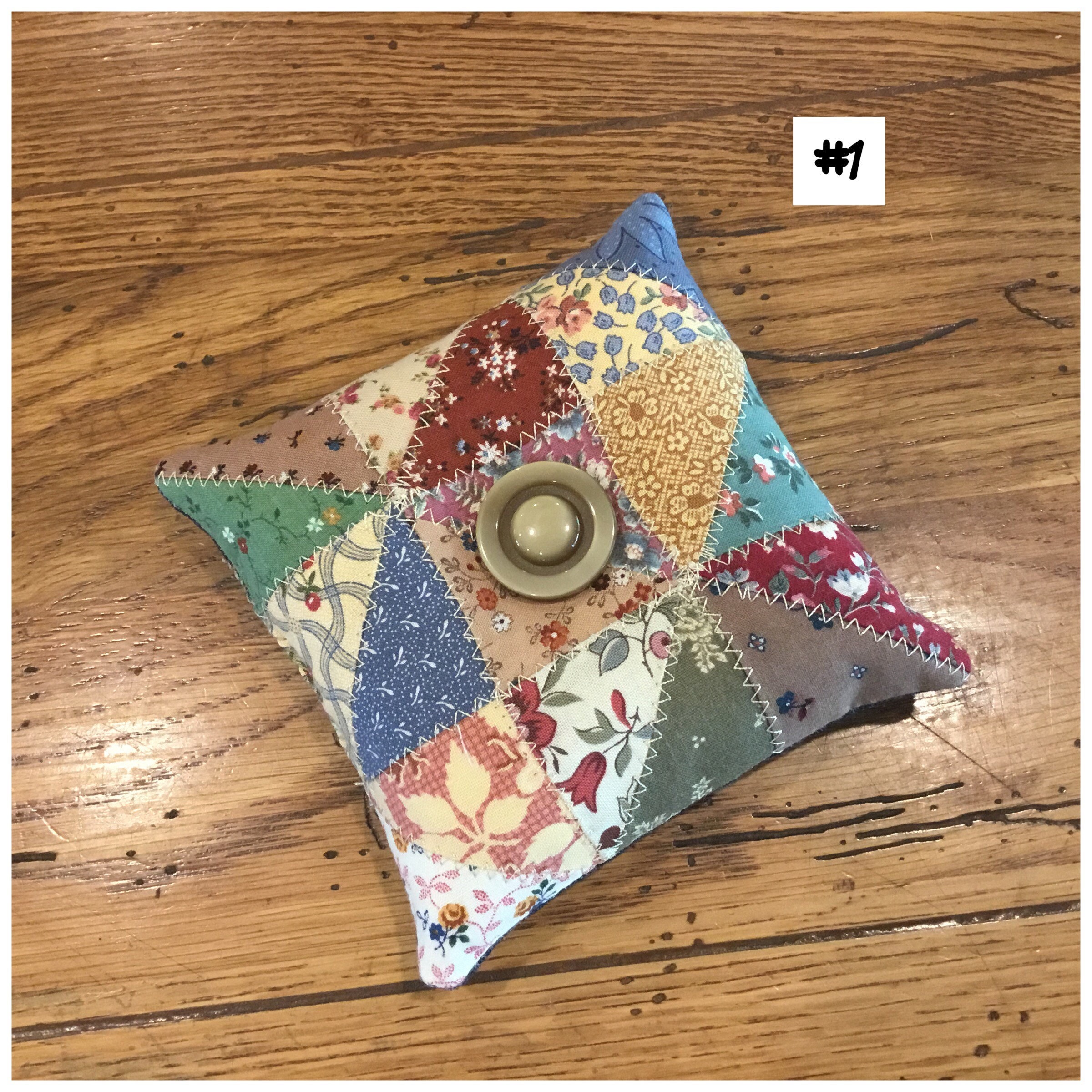 Homemade quilted Pin Cushion / Sewing Room / Craft Room / Crushed