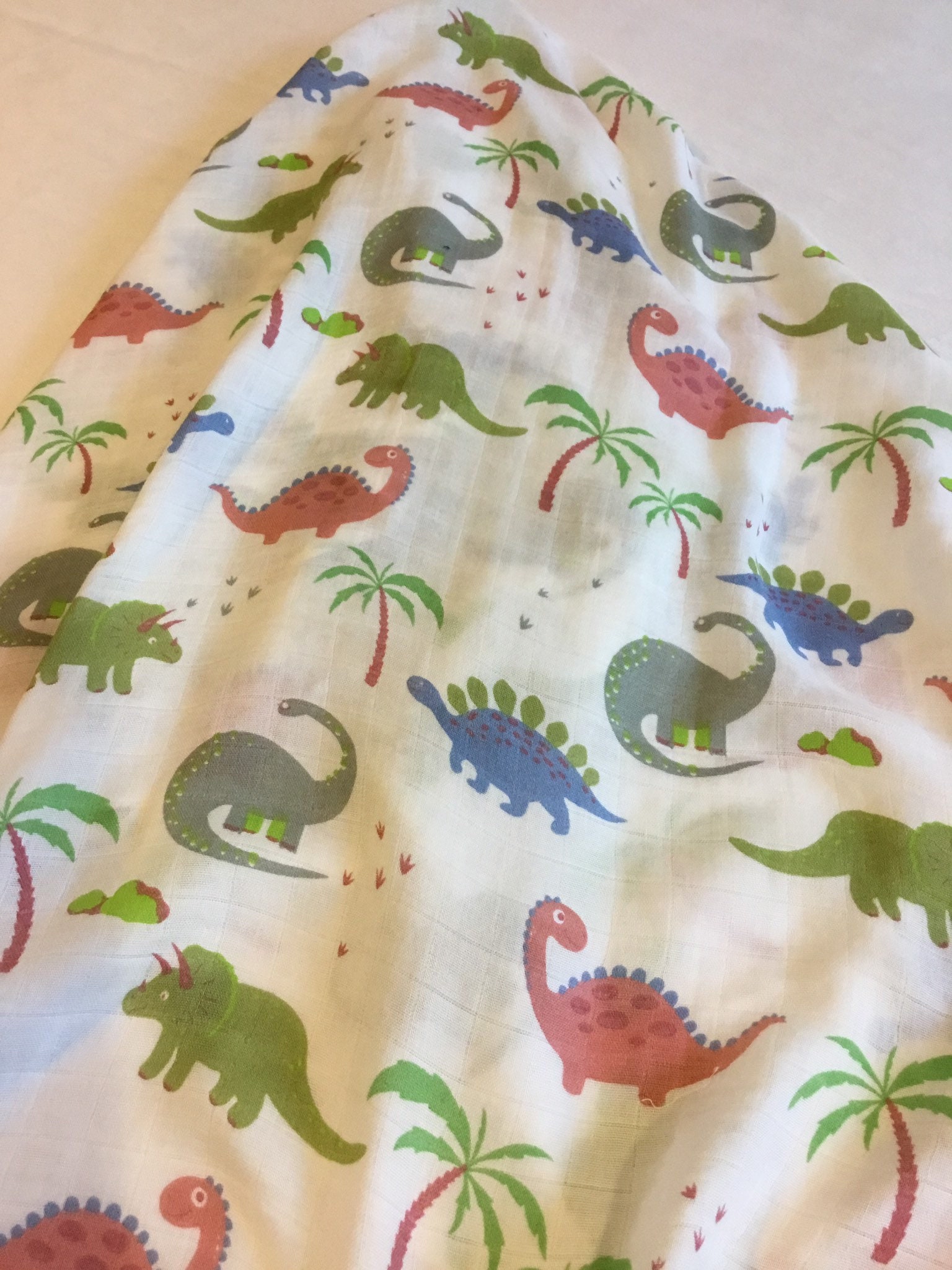 Double gauze swaddle, dinosaur swaddle, 70 bamboo 30 cotton, Muslin