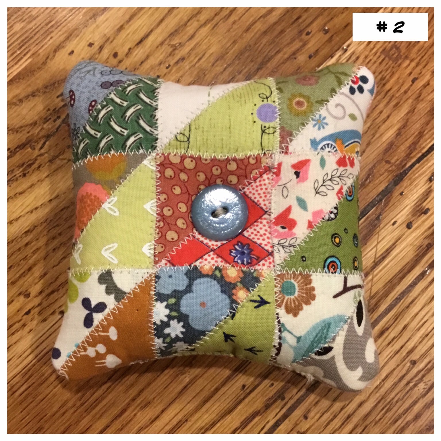 Homemade quilted Pin Cushion / Sewing Room / Craft Room / Crushed