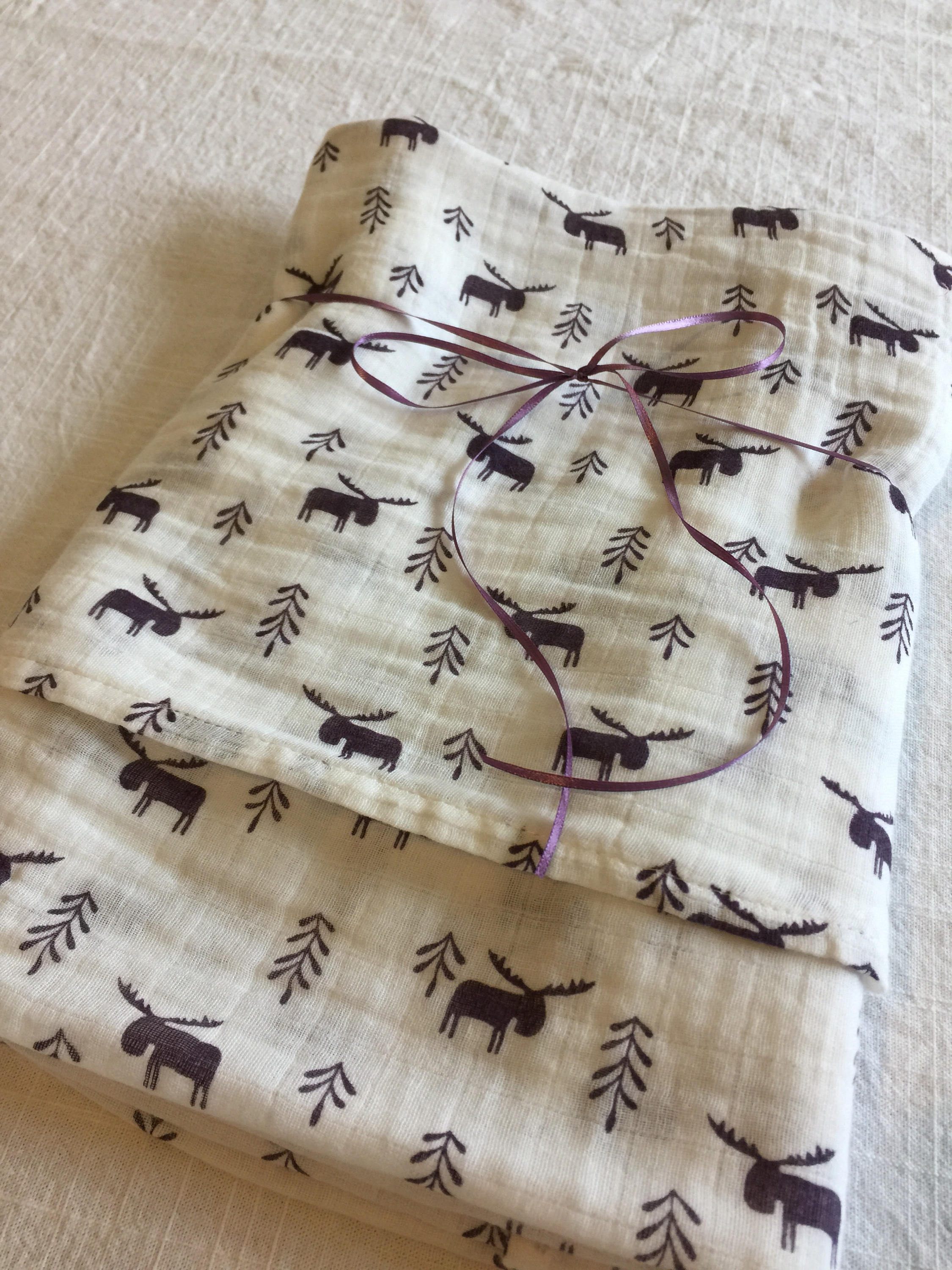 Double gauze swaddle, Muslin swaddle, Moose swaddle blanket, newborn