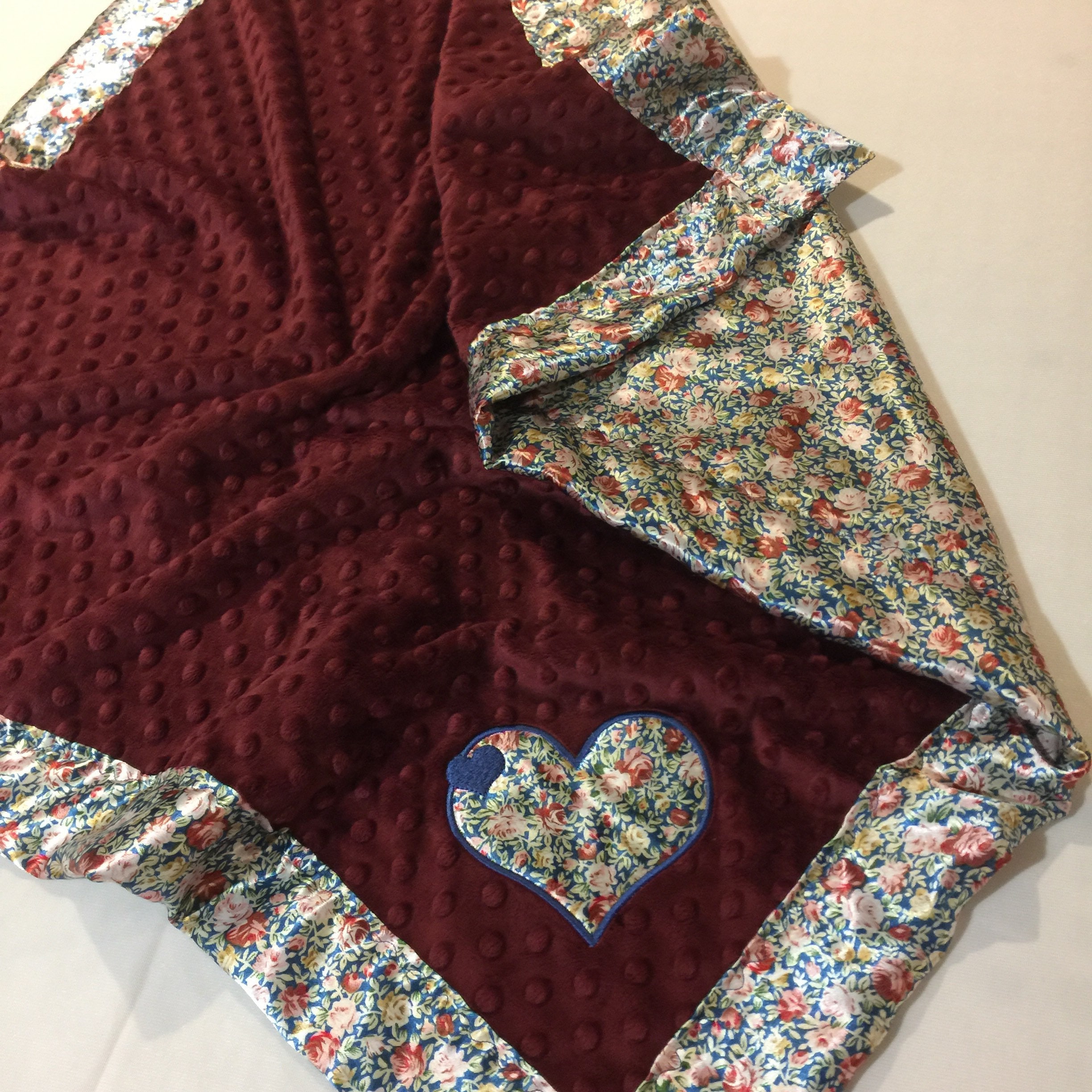 Floral Silky Baby Blanket, Plush front, backed and edged with silky