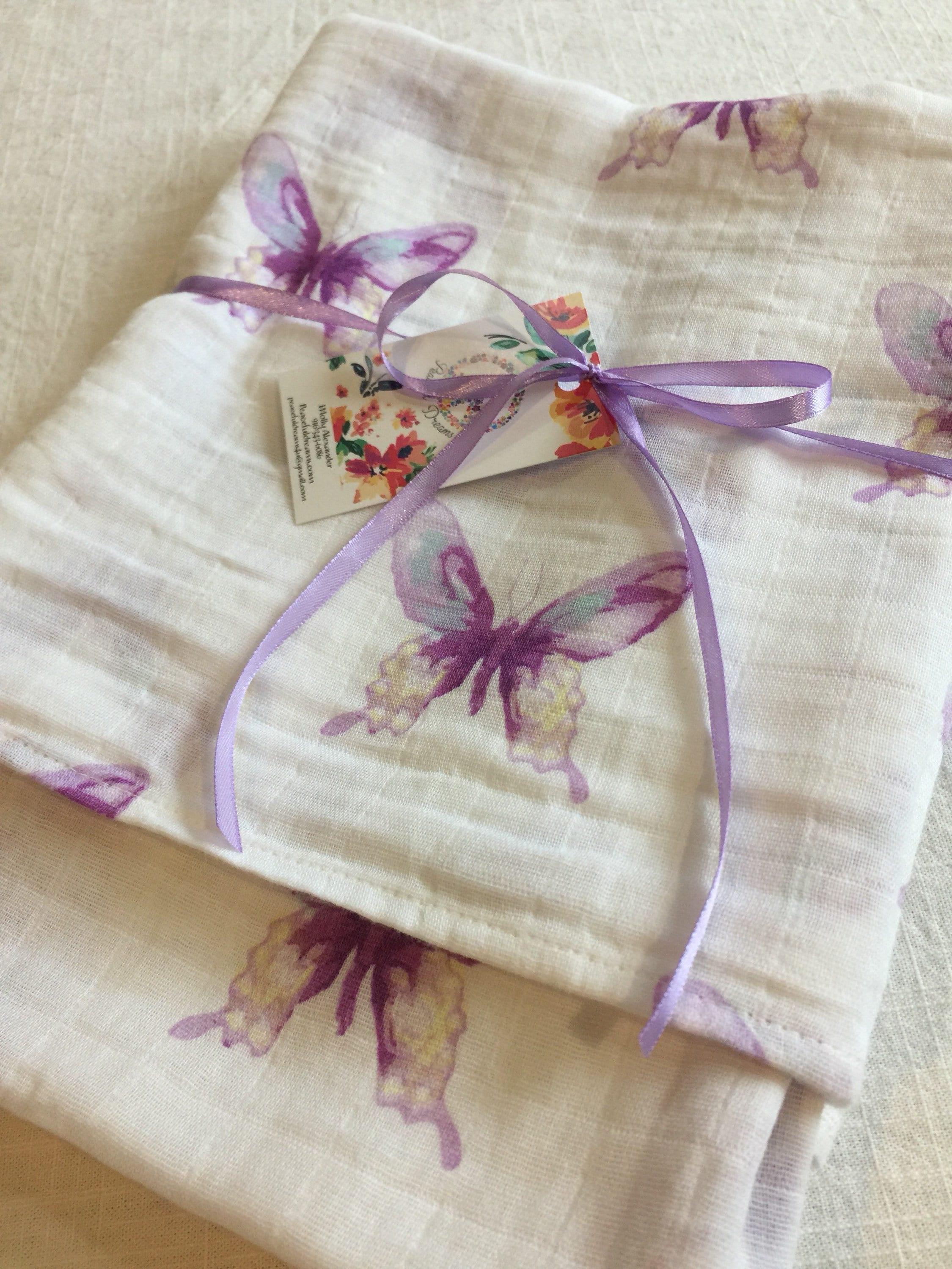 Double gauze swaddle, Muslin swaddle, baby blanket, butterfly