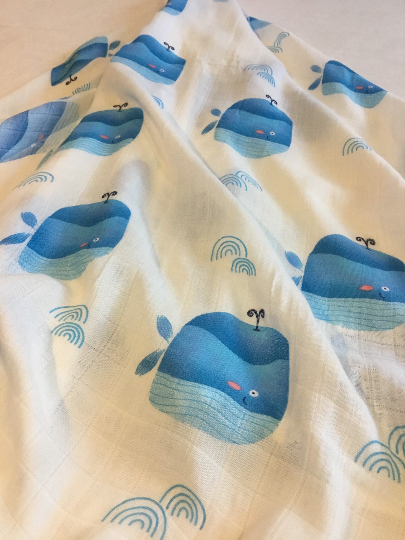 Double gauze swaddle, Whale swaddle, 70 bamboo 30 cotton, Muslin