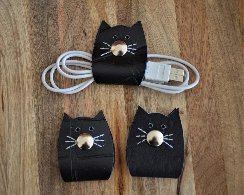 Cord Organizers Cat Cord Wraps Leather Cord Wraps Cord Etsy