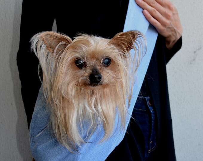 Blue Dog Sling, Dog Carrier, Denim Dog Bag, Blue Pet Carrier, Crossbody