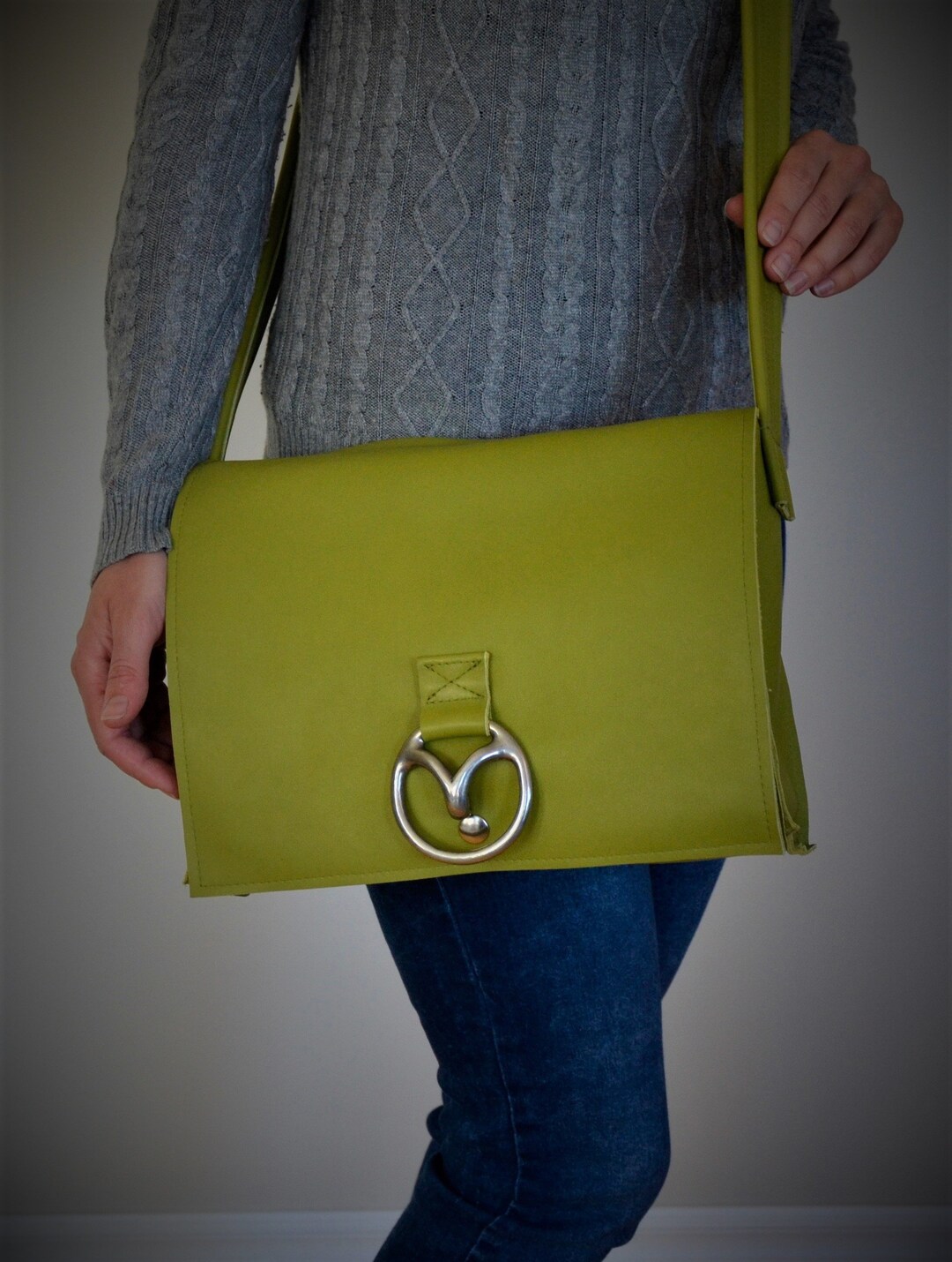 Green Crossbody Bag, Green Leather Satchel, Green Leather Bag, Green