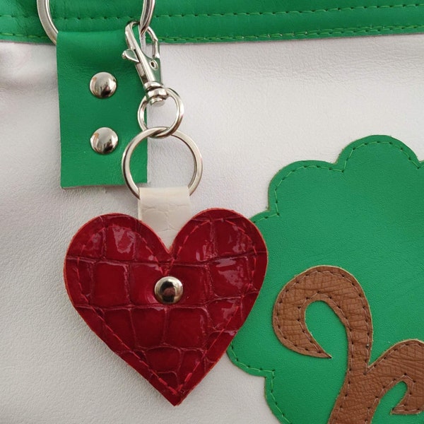 Heart Keyring, Valentines Day Gift, Leather Keyring, Leather Charm, Handbag Charm, Purse Charm, Gift for Her, Friendship Keychain, Love Gift