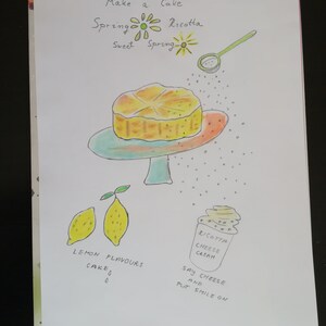 Kuchen Illustration, Frühling Illustration, Dessert Illustration, Zitronen Kuchen Illustration Bild 8