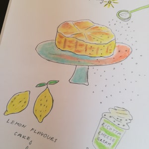 Kuchen Illustration, Frühling Illustration, Dessert Illustration, Zitronen Kuchen Illustration Bild 5