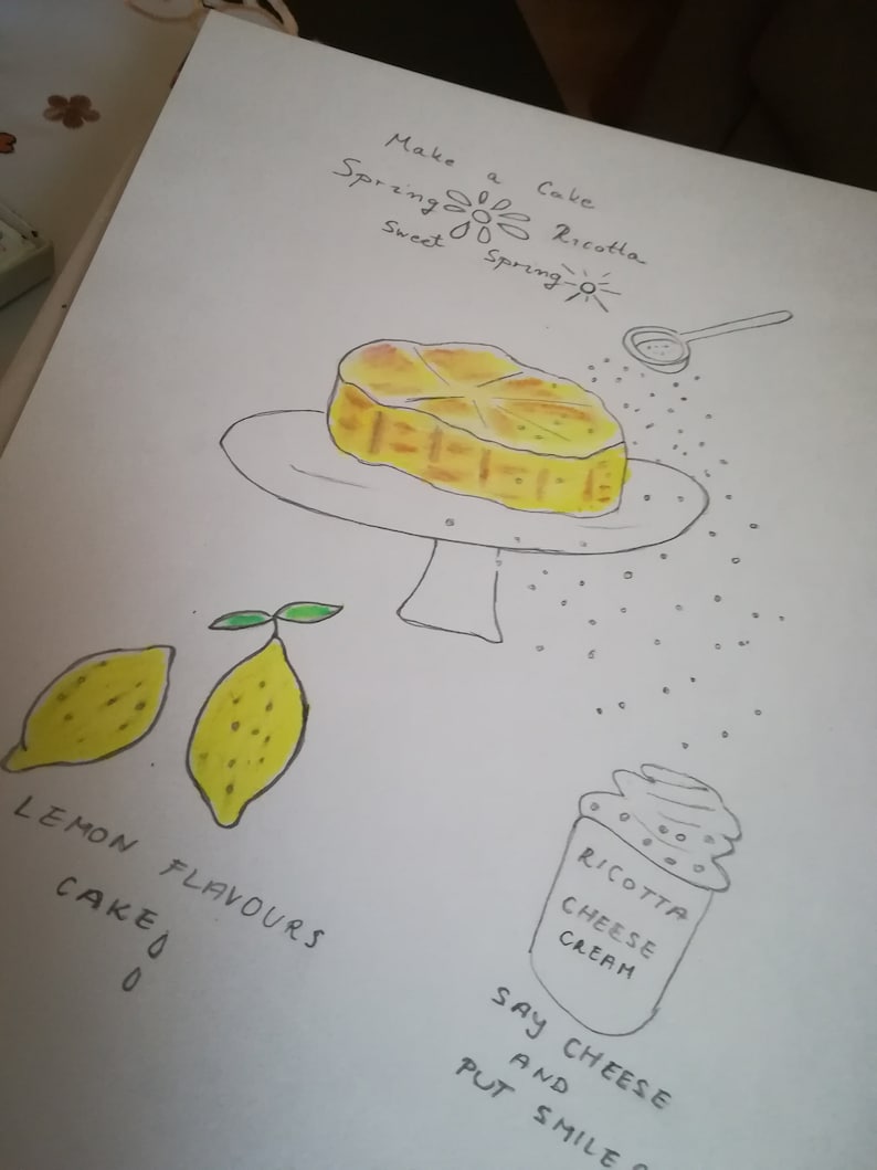 Kuchen Illustration, Frühling Illustration, Dessert Illustration, Zitronen Kuchen Illustration Bild 9