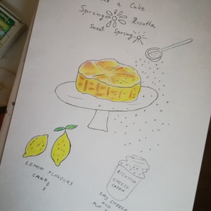 Kuchen Illustration, Frühling Illustration, Dessert Illustration, Zitronen Kuchen Illustration Bild 6