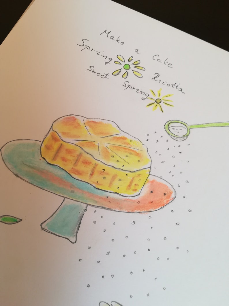 Kuchen Illustration, Frühling Illustration, Dessert Illustration, Zitronen Kuchen Illustration Bild 3