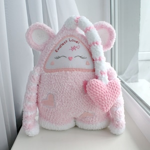 OOAK Crochet Pink Monster Plush: Cuddly Big Alien Toy