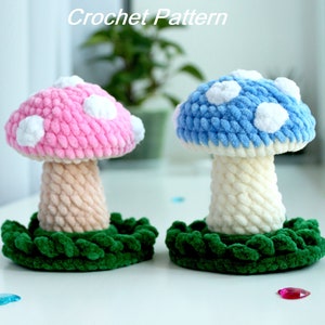 Cute Mushroom Crochet Pattern - Amigurumi Plushie Toy PDF Tutorial for Beginners - Low Sew - Soft Toy Digital Download
