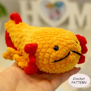 Axolotl Crochet Pattern PDF – Amigurumi Plush Toy, Easy Beginner Crochet, Low Sew