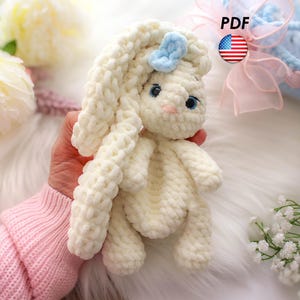 Lily the Bunny Crochet Pattern, No Sew Amigurumi Bunny Toy, Beginner Friendly Plush Rabbit PDF Pattern, Cuddly Snuggler Hug