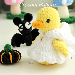 Halloween Duck Ghost Crochet Pattern | Bat and Pumpkin Amigurumi Set 3 in 1 PDF
