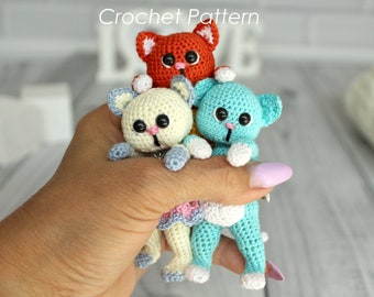 Cat Crochet PATTERN amigurumi. Miniature kitty cat tutorial. DIGITAL PDF Downloadable toy