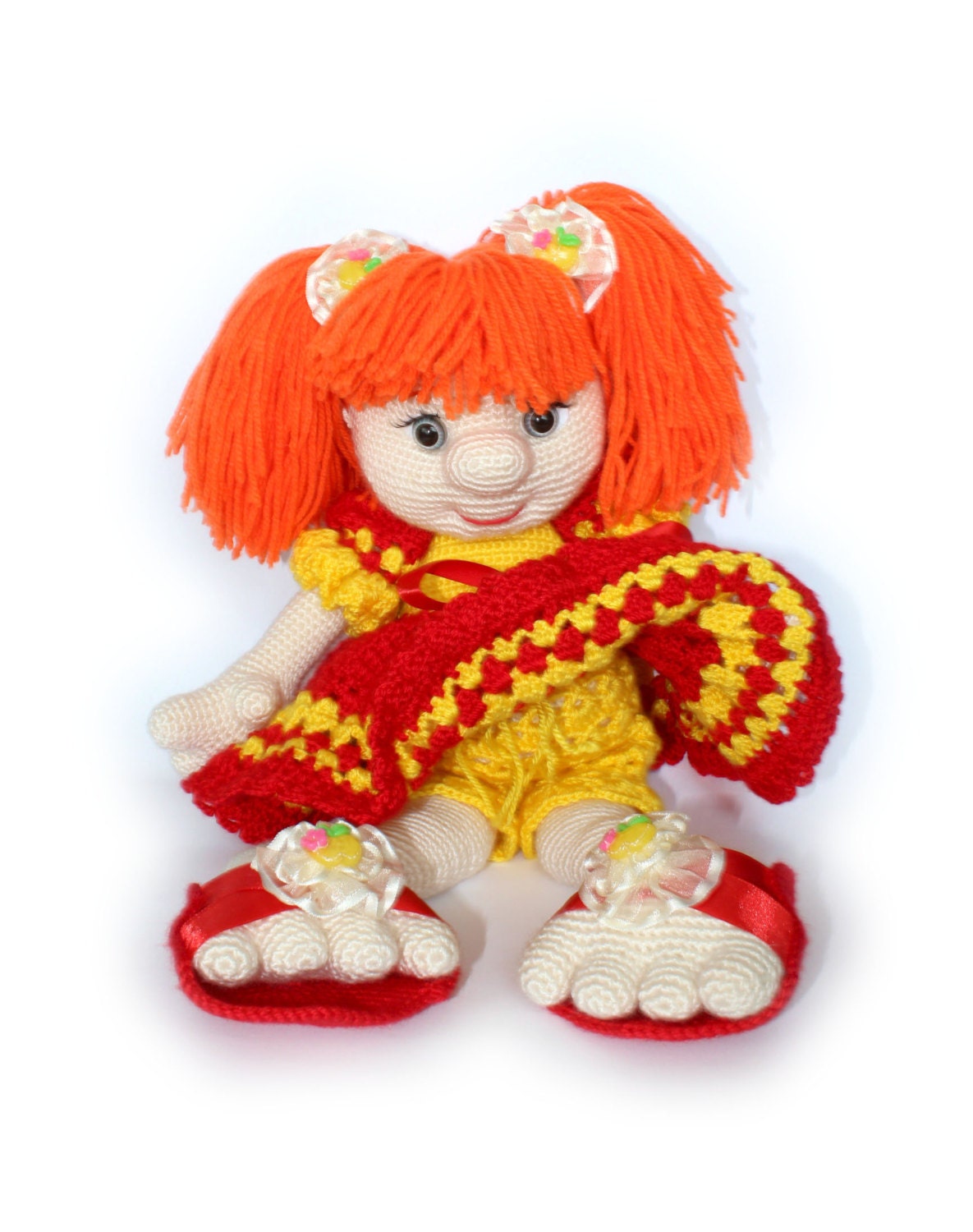 Doll red hair Collectible Doll Hand Crochet doll OOAK Art Doll Etsy