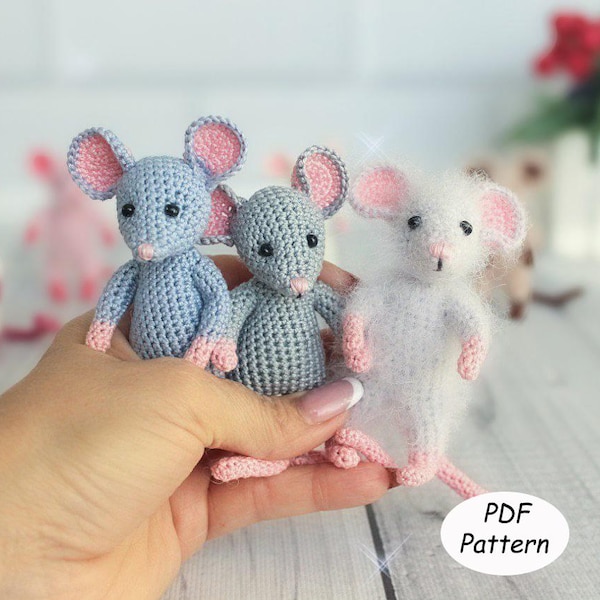 Mouse and Rat Crochet Pattern PDF | Mini Amigurumi Toy Animals for Ornament or Decor