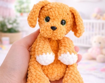 Dog Crochet Pattern: No Sew Amigurumi Puppy, Stuffed Animal Plush Snuggler (PDF)