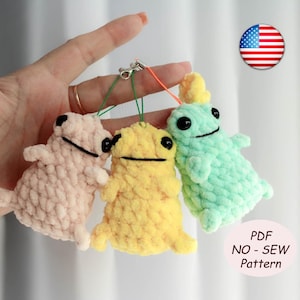 Padrão de sapo monstro em crochê em PDF | Chaveiro de crochê amigurumi sem costura | Mini alienígena de pelúcia | Brinquedo de pelúcia sapo kawaii | Fácil e fofo