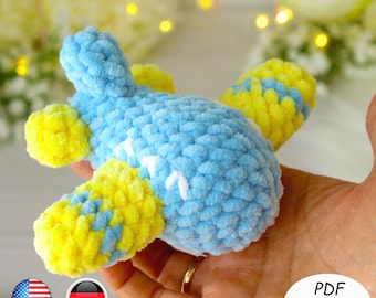 Patrón de ganchillo PDF para habitación infantil con forma de avión / Peluche amigurumi de avión para niños / Decoración de aviación y viajes
