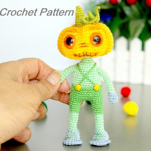 Halloween Pumpkin Doll Crochet Pattern | Low Sew Amigurumi Toy | Mini Pumpkin PDF man