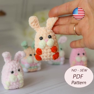 Crochet Easter Bunny Egg Pattern: No-Sew Amigurumi Little Rabbit Plushie Keychain (PDF)
