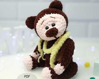 Teddy Bear Crochet Pattern Snuggler: Amigurumi Lovey Plush Animal Toy (PDF Tutorial)