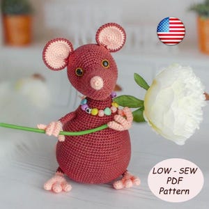 Crochet Rat Pattern PDF: No-Sew Amigurumi Mouse Toy with Wire Frame (Digital Download