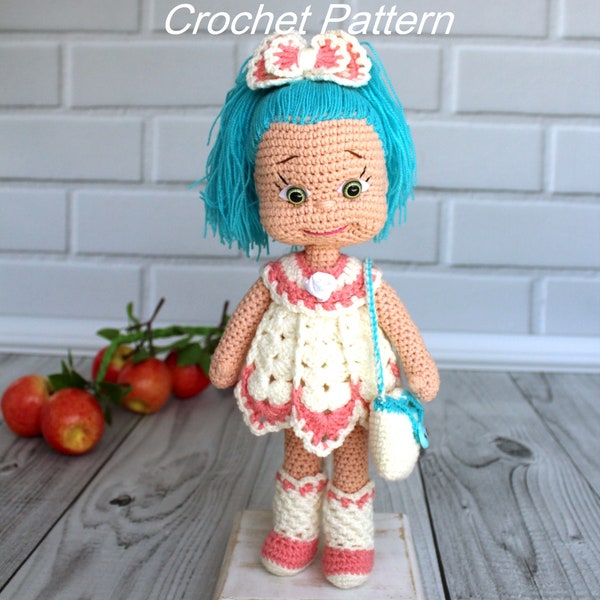 Crochet princess doll pattern - Amigurumi doll Natasha in dress PDF - Digital Patter Tutorial PDF