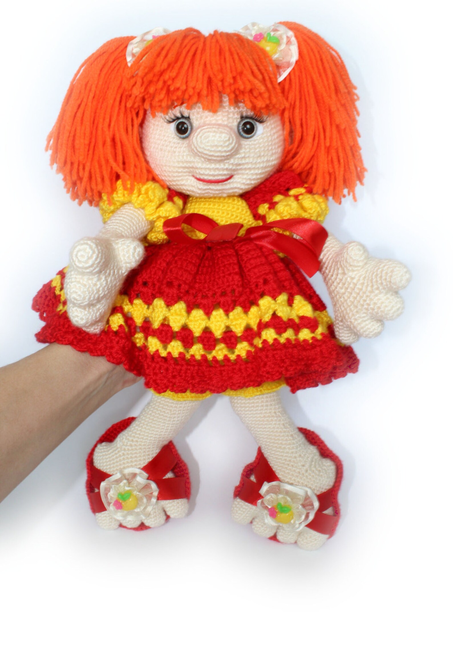 Doll red hair Collectible Doll Hand Crochet doll OOAK Art Doll Etsy