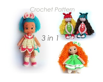 Princess dolls Crochet pattern Amigurumi dolls pattern Baby shower gift girl PDF DIGITAL Download English