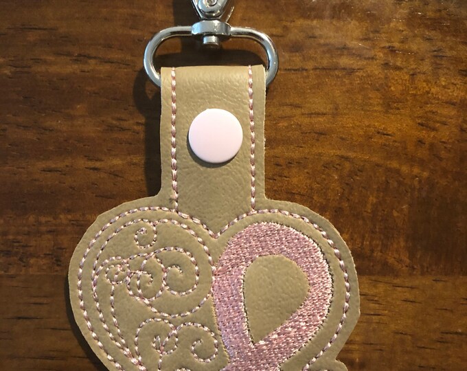 Heart Cancer Ribbon Snap Tab In the Hoop Embroidery Files,Embroidery Designs,In the Hoop Embroidery,Snapt Tab digital Files,Key Fobs