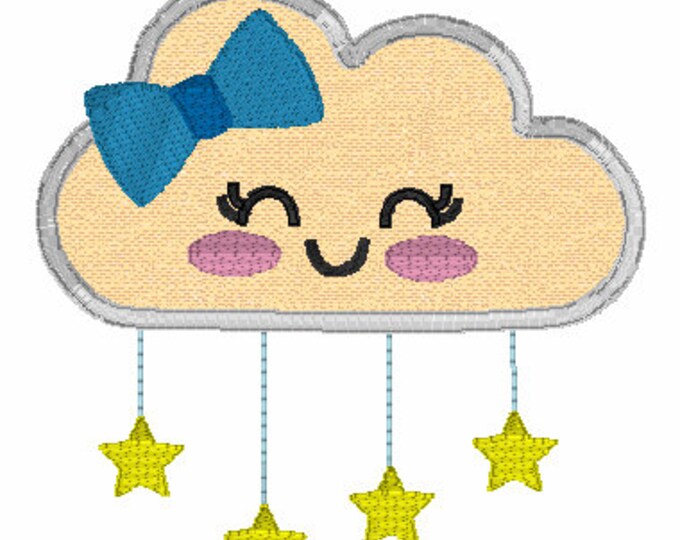 Embroidery Design of Smiling Cloud Applique