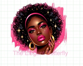 African American Black Woman with Pink background Paint Stroke.