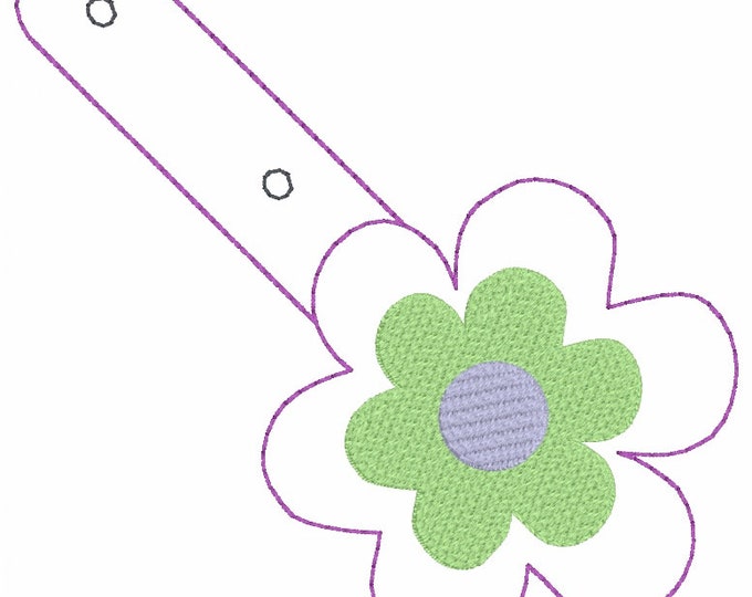 Flower snap tab Embroidery Design